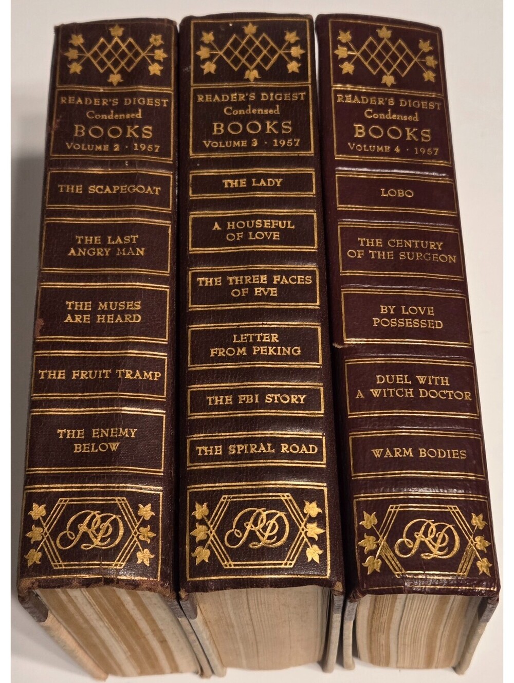 Reader's Digest Condensed Books 1957 Vol 2, 3, & 4 Patterned Covers Decor